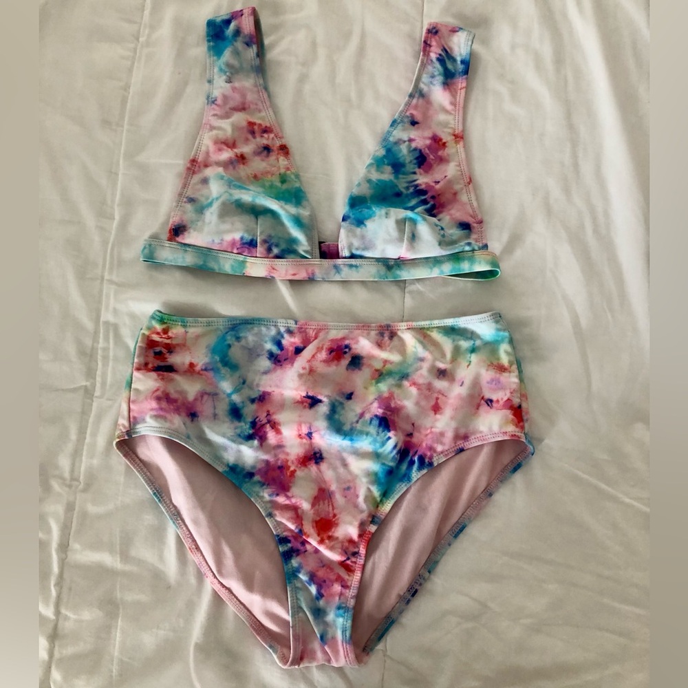 Gianni Bini Bathing Suit 2 Piece Pastel Tye Dye Print Size Medium